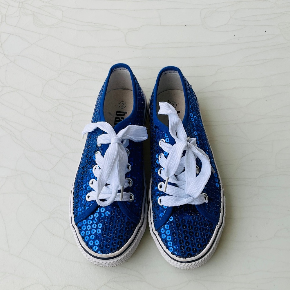 Balera blue sequin pageant/patriotic/dance shoes youth girl size 2